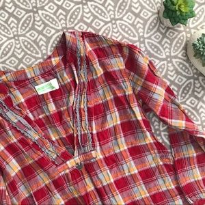 Dream Out Loud Deep-V Red Plaid Top Selena Gomez XS